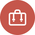 A red circle with an image of a suitcase.