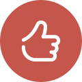 A red circle with a white hand in the middle of it.