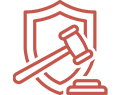 A red and white image of a gavel