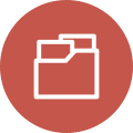 A red circle with an open folder on it.