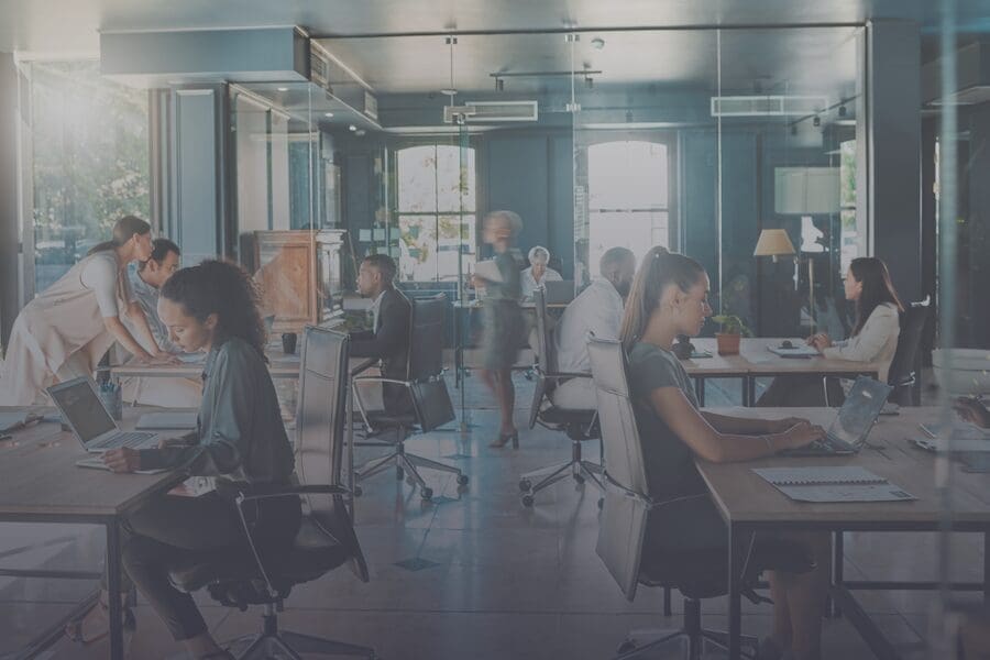 Employees working in a shared office